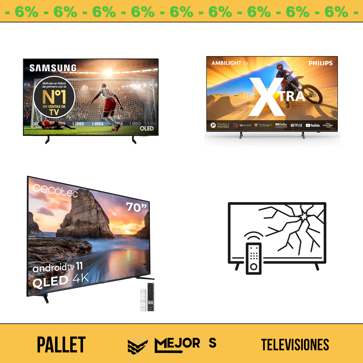 Pallet de 8 Items Sin Revisar, Televisiones, Lote #S39203